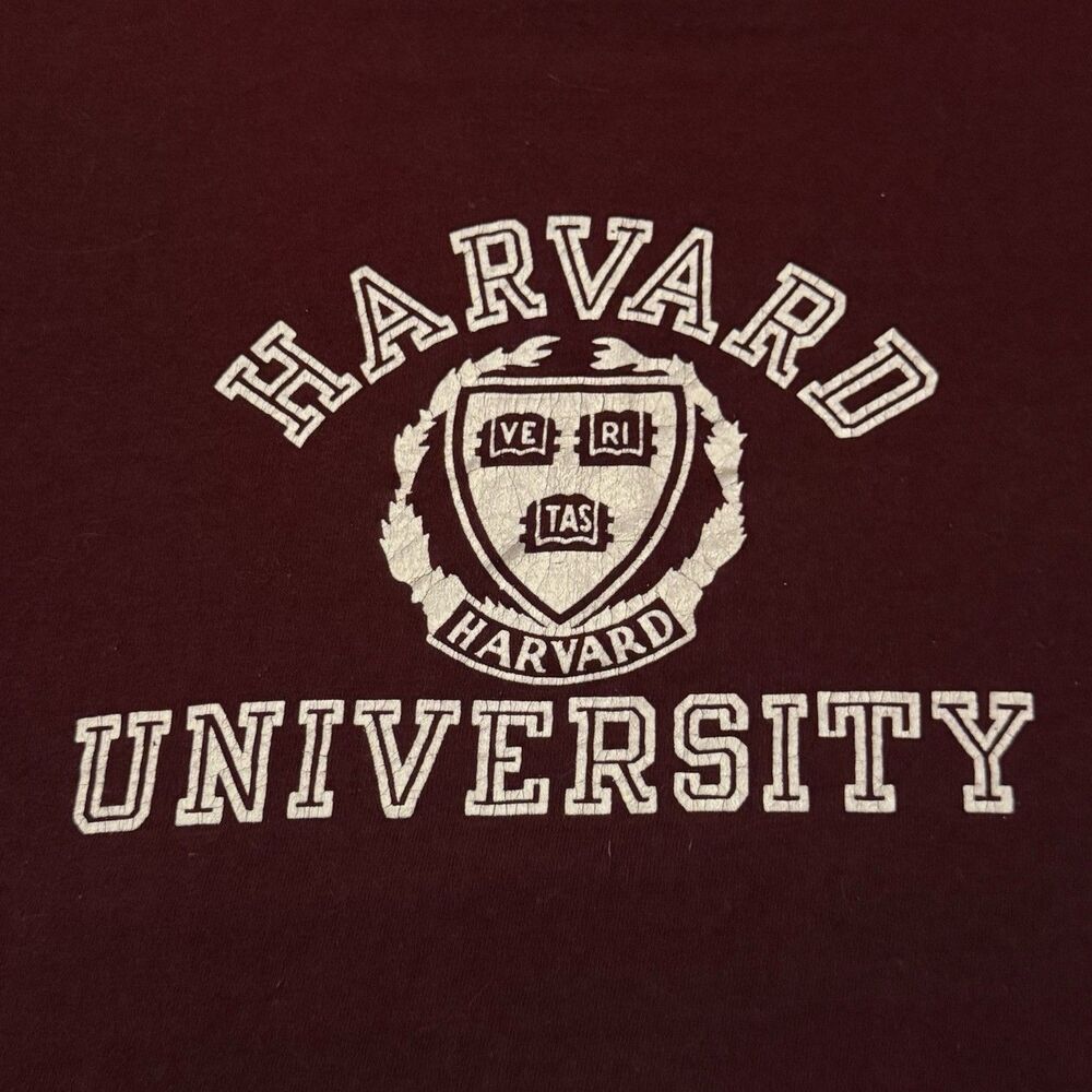 Vintage 80s Champion Harvard University T Shirt Single Stitch Size L Made in USA - Picture 3 of 5